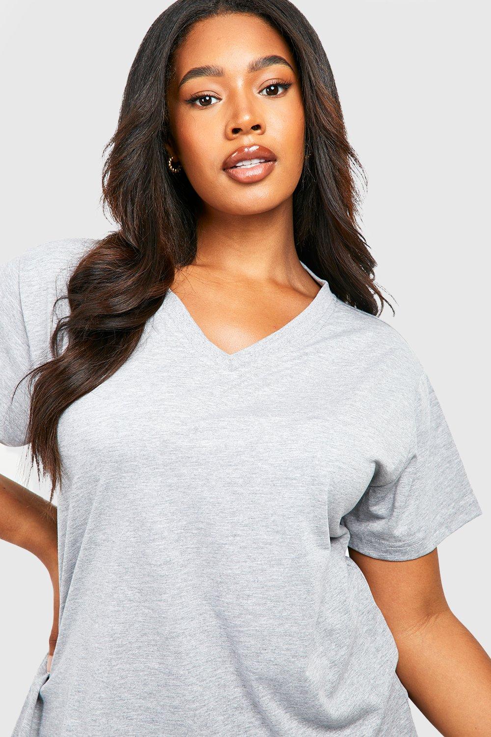 Plus size deep shop v neck t shirts